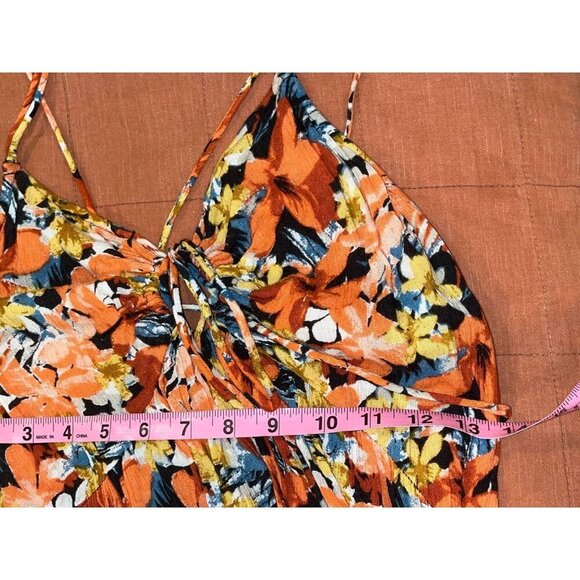 Free People Floral Bohemian Romantic Mulberry Strappy Maxi Dress Women's Size L - Picture 10 of 13